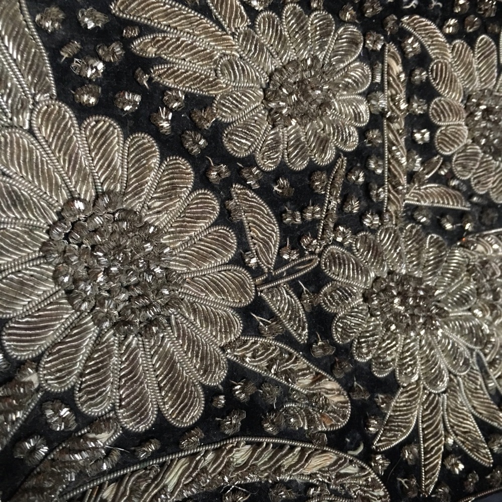 VELVET GOLD EMBROIDERED HANDBAG